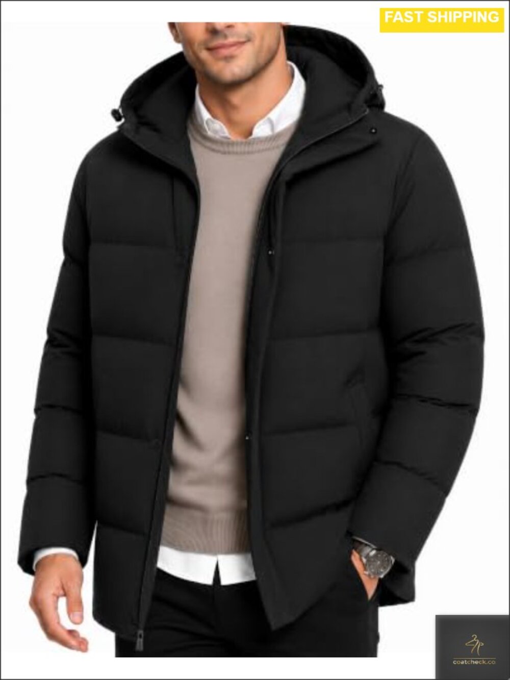 Men Winter Hooded Jacket Waterproof Windbreaker Warm Thermal Quilted